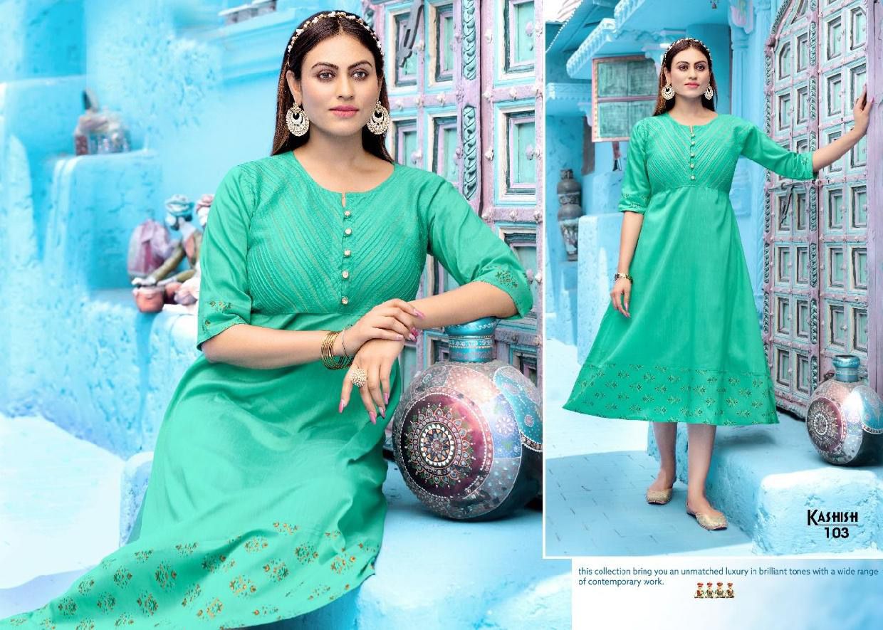 Kashish 101 Latest Regular Wear Rayon Slub Designer Kurti Collection